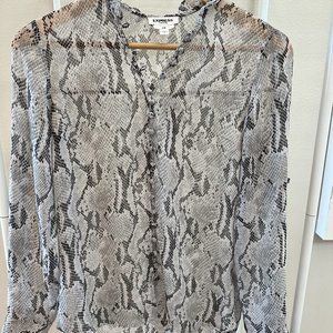 Sheer Snake Print Button Up Top